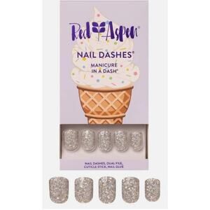 Red Aspen Press On Nails, Short Square, Confetti Cake Cone, Cherie New